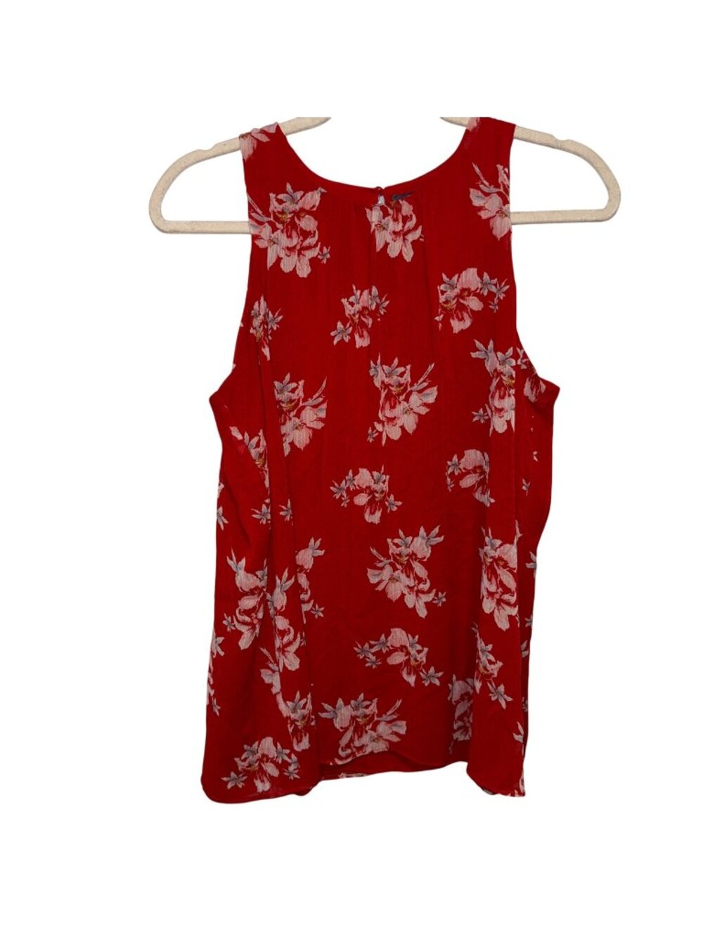 Vince Camuto Red Floral Sleeveless Blouse Medium Lightweight Elegant Design